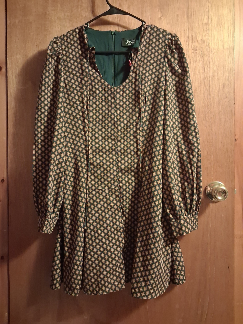 Cider Green Floral Midi Dress with Puff Sleeves NWOT